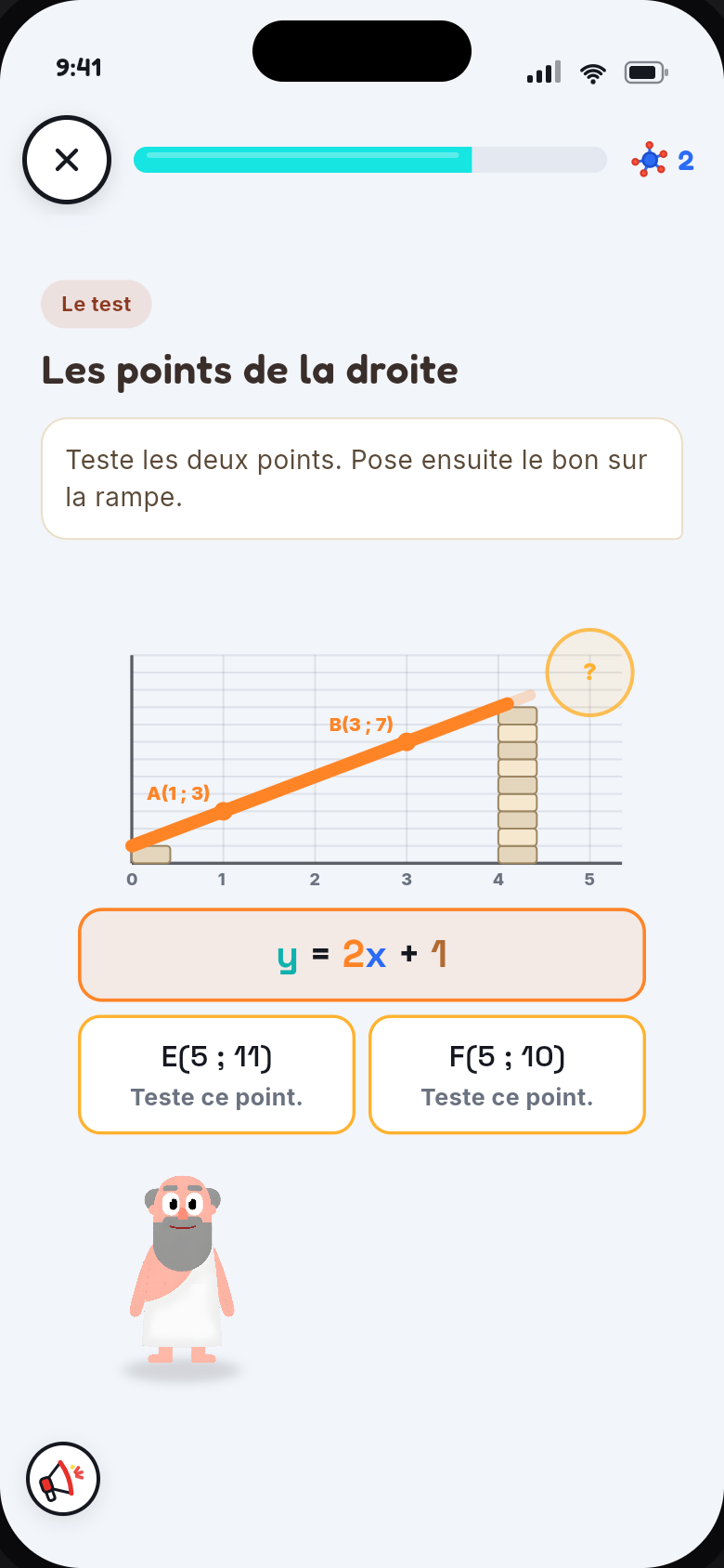 An AXIOM lesson screen: a probability tree where you drop the odds into place yourself.